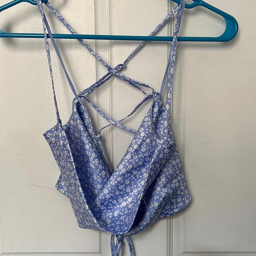 Satin Cowl Neck Crop Garage Size Small